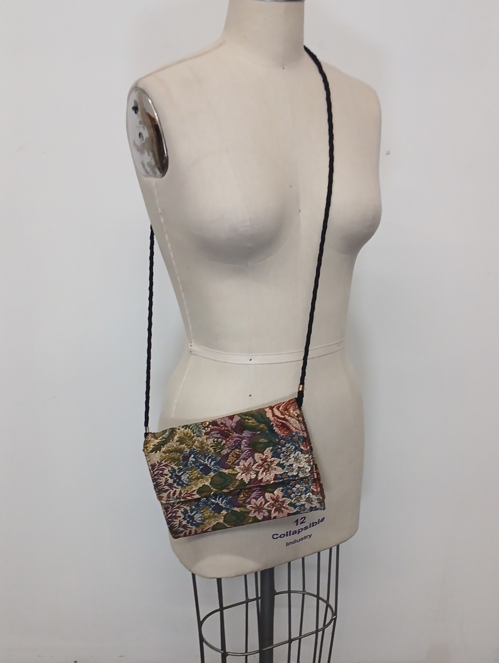 Vintage Floral Tapestry Clutch And  Crossbody Bag - Multicolor Sparkle